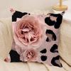 Pink Leopard Cushion Cover Soft Plush Fabric Double-Sided Printed Sofa Cushion Cover For All Seasons Home Decor Gift