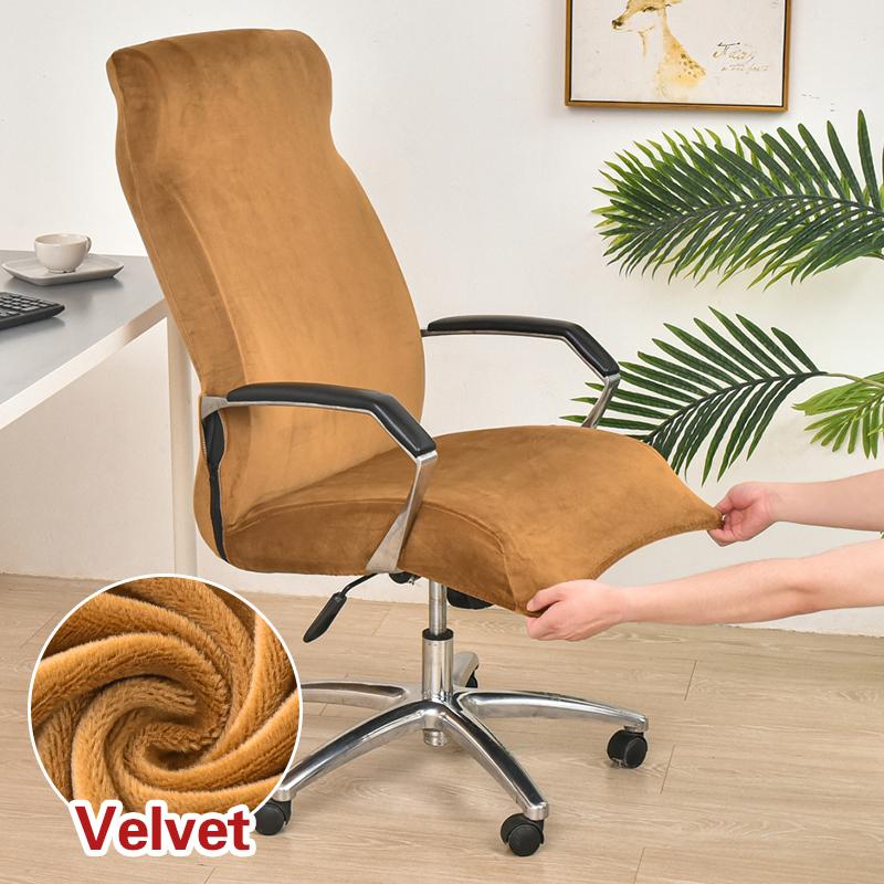 M L Maat Velours Kantoor Computerstoelhoes Stretch Effen Anti-vuil Pluche Stoelhoes Draaibare Gaming Bureau Stoelhoes L