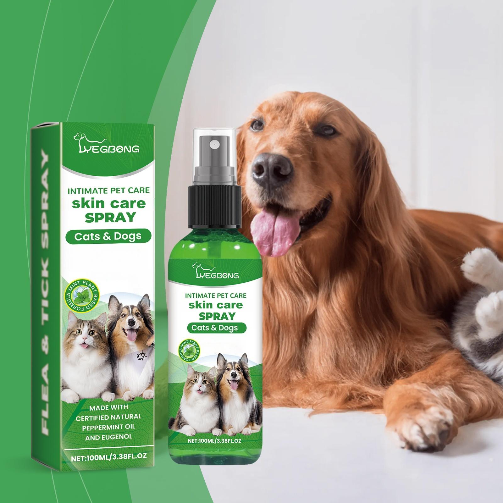 100 ml - Hautpflege-Spray für Haustiere, Floh- & Zeckenkontrolle für Hunde, Sanfte tägliche Pflege für Hunde, Katzen, Kleintiere, Pflegezubehör für Haustiere
