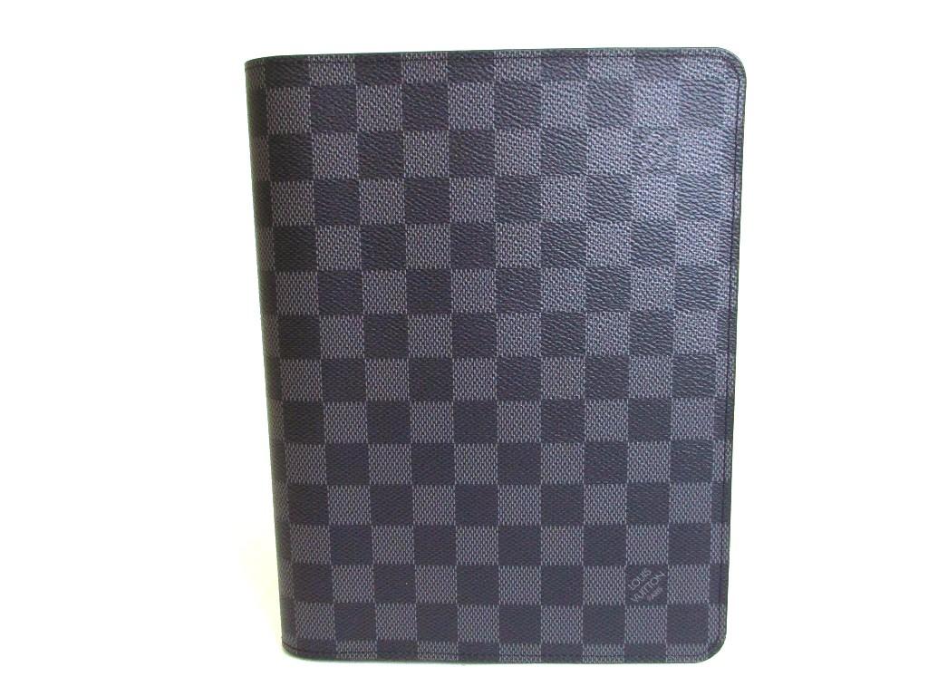 Authentic LOUIS VUITTON Graphite Leather Notebook Holders Desk Agenda Coover A5 #a078  Refurbished