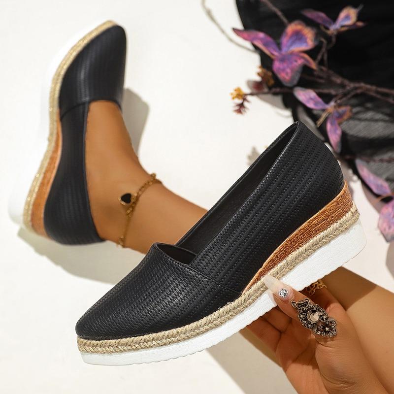 Fashion 2025 Spring and Autumn New Korean-style High-heeled Women's Shoes with Pointed Tips and Straw Weaving for Nurses