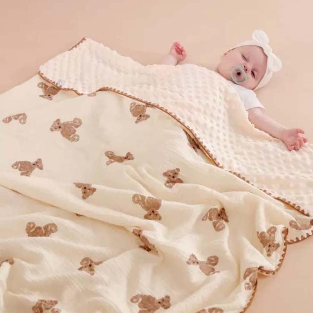 Soft Baby Bean Blanket Bear Printed Nap Sleeping Rug Cover Blanket for Infant  Bedroom