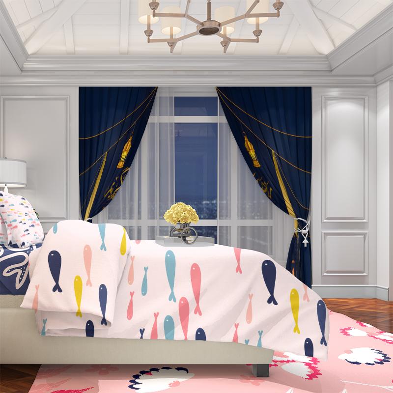 2Pcs- Ramadan Auspicious - Printed Curtain - Polyester curtain -100% polyester material - suitable for bedroom curtains