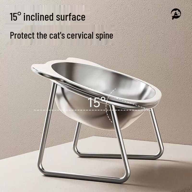 Pet Supplies 304 Stainless Steel Cat & Dog Water and Food Bowl with Neck Protection Design