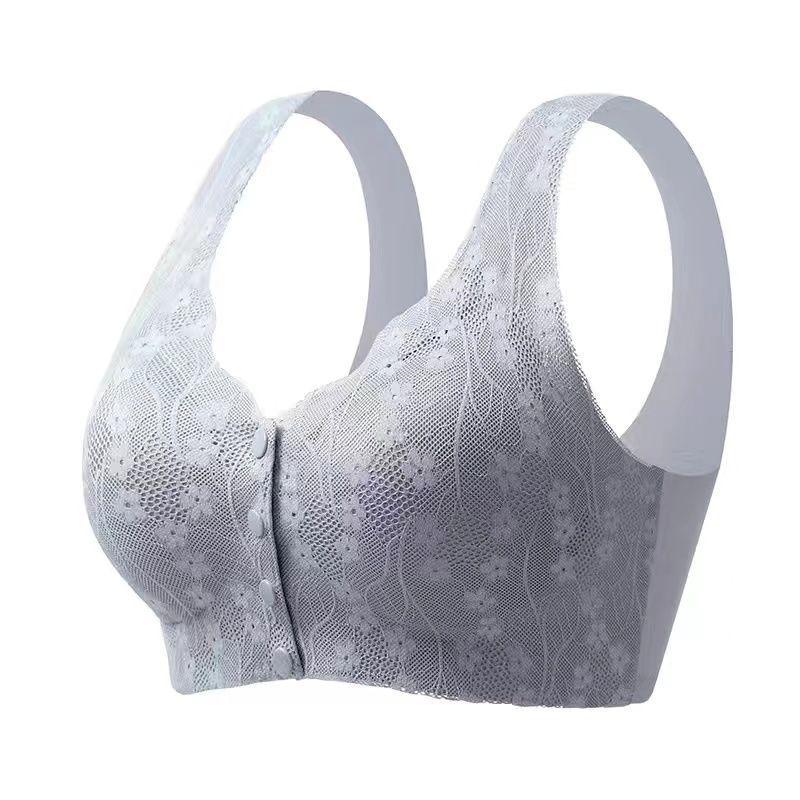 Front Open Full Cup Thin Breathable Gathering Anti Sagging Bra For Middle Aged Women