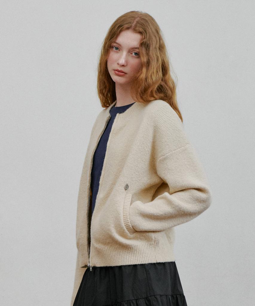 BELLOL Two-Way Knit Zip-Up Cream