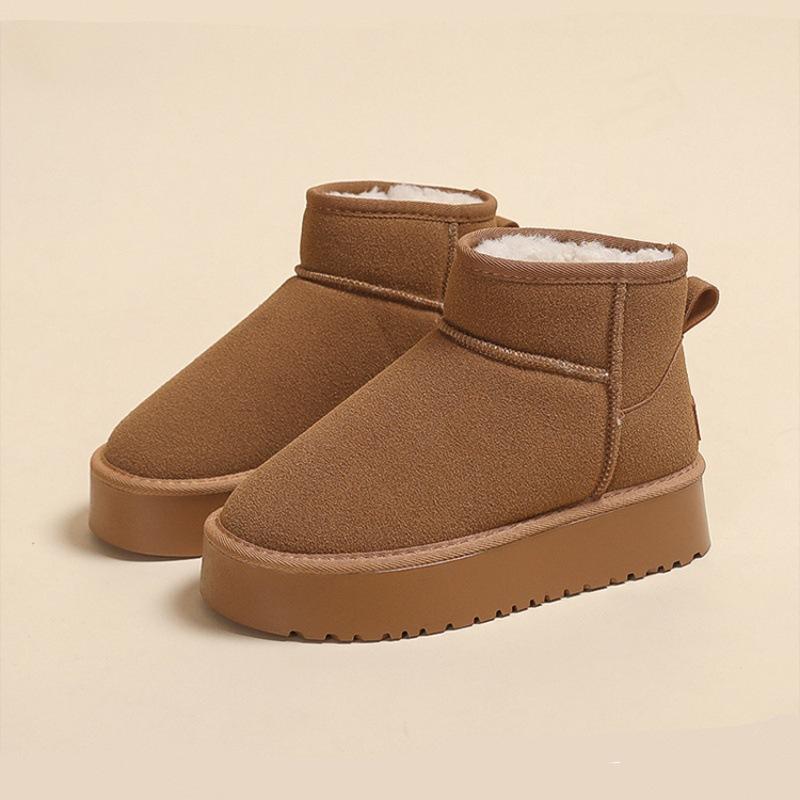 Snow boots women's height increase warm boots within 2025 classic platform cotton shoes women's versatile velvet thickened short boots women