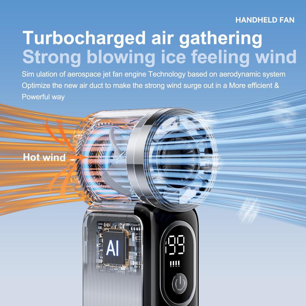 Portable USB Rechargeable High-Speed Mini Fan with Long-Lasting Battery for Outdoor and Desktop Use