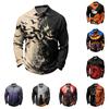 Men's Long Sleeve Quick Dry Mesh Golf Shirt with Halloween Print for Outdoor Sports