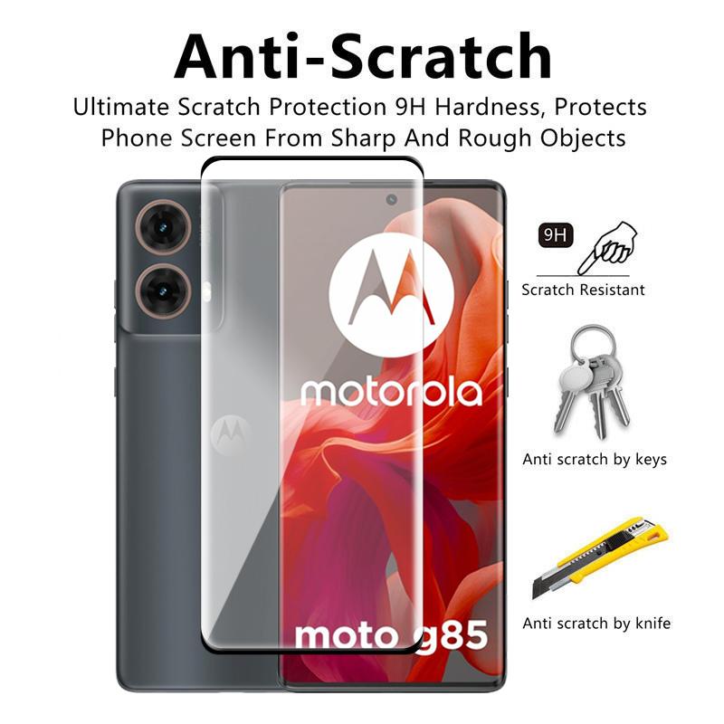 4 ШТ 2+2 Для Motorola Moto G85 5G Скло Повне Покриття 3D Вигнутий Захисник Екрану Загартоване Скло + 2 Шт М'яка Плівка для Об'єктива
