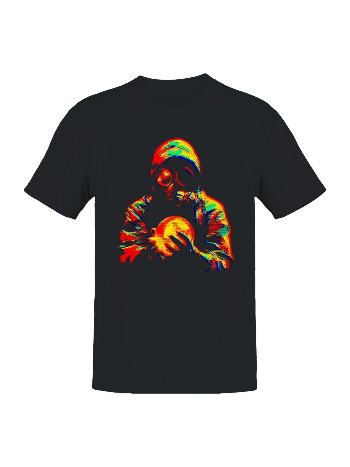 Surreal Glitch Art: Gas Mask Glow Men s T-shirt S разноцветный