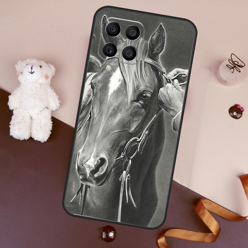 Horse Sketch Case For Samsung Galaxy M32 M52 M14 M54 M13 M33 M53 M56 M36 M16 M31 M11 M12 M35 M55 M15 M06
