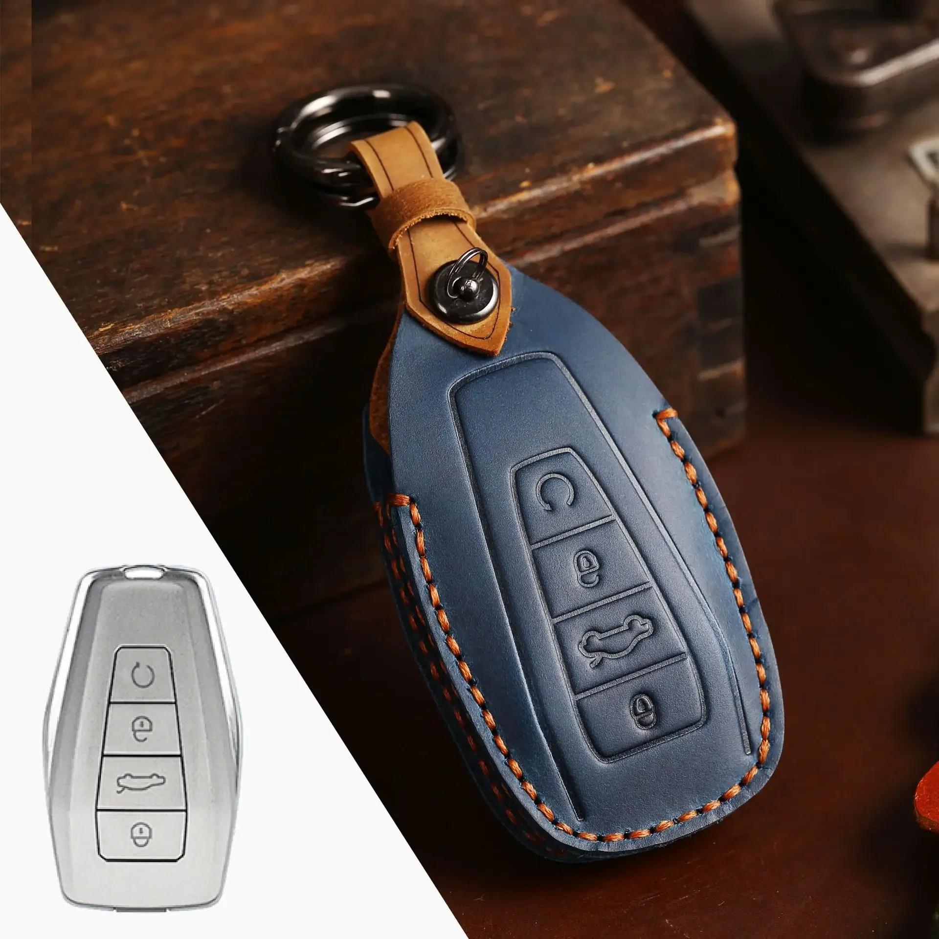 

Luxury Leather Car Key Case Cover Fob for Geely Emgrand GS Vision Preface Bonjour Coolray Atlas NL3 X7 EX7 GT GC9 Keychain Shell