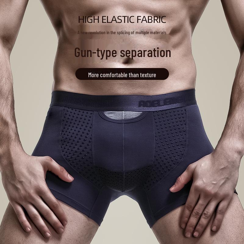 Lenjerie de corp pentru bărbați, cu separare a gloanțelor, boxeri de sprijin scrotal din mătase de gheață pentru vene varicoase, stil britanic.