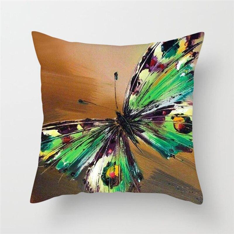 Butterfly Cushion Cover Sofa Chair Animal Flower Pillow Cover Home Decor Painted Pillow Cover