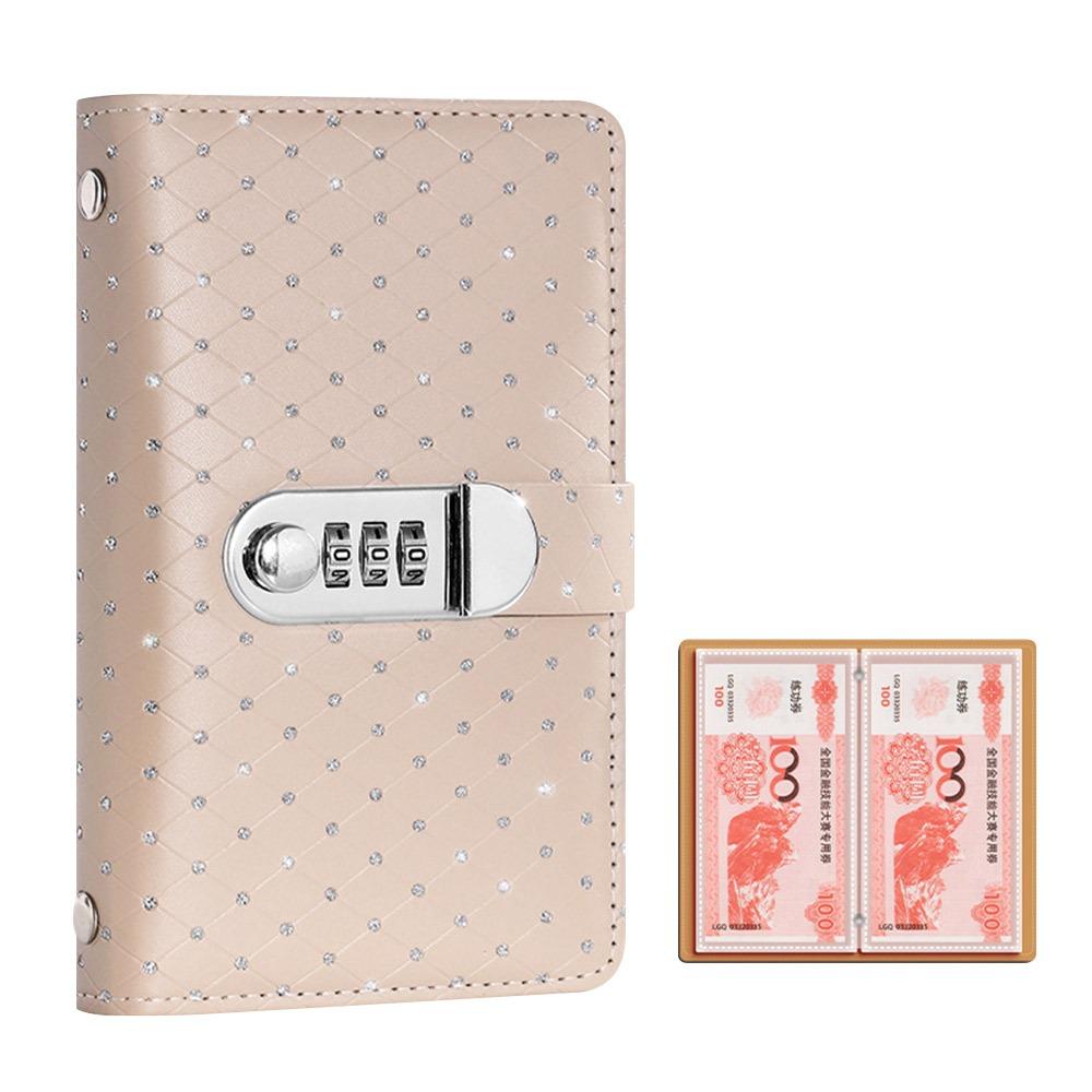 With Password Lock 100 Envelopes Money Saving Challenge Broken Drill PU Money Collection Book Portable Save Money Savings Binder