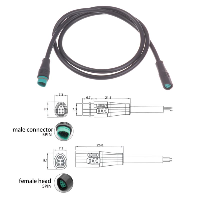 Ebike Display Extension Cable 5PIN Male Female Wire For BAFANG Display CAN Protocol DPC010 DPC080 Waterproof Extension Cord