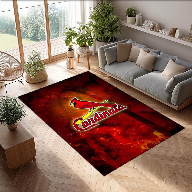 St Louis Baseball Printed Flannel Area Rug Non Slip Soft Polyester Floor Carpet Indoor Decor Mat for Bedroom Living Room Sofa
