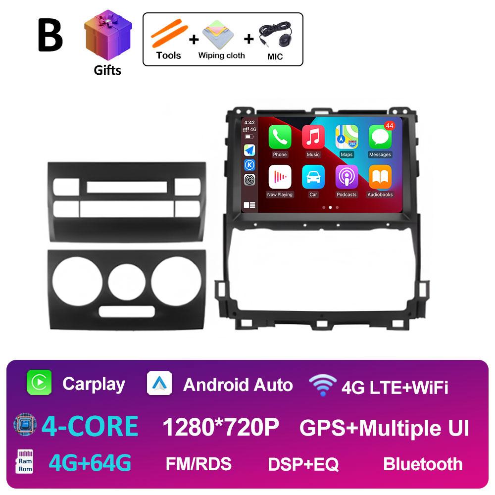 DSP Stereo For Toyota Land Cruiser Prado 120 3 III 2002 2003 2004 2005 - 2009 Android 14 Wireless Carplay GPS Navi 4G Head Unit