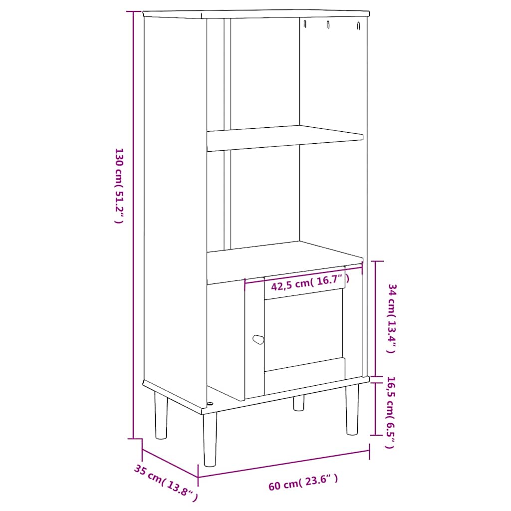 Bookshelf SENJA Rattan Look Brown 60x35x130 cm Pine Wood