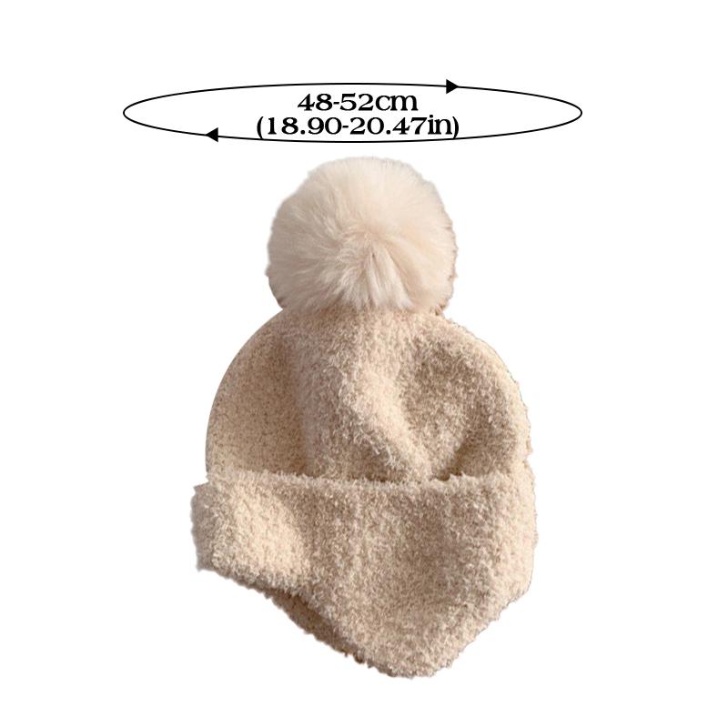 Pompom Plush Ball Baby Ear Protection Hat Solid Color Coral Velvet Kids Beanies Bonnet Winter Warm Children Earmuffs Cap 1-3years