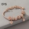 Women Bracelet Heart Shape Rhinestones Inlaid Bracelet with Adjustable Design No Fading Wear-Resistant Bracelet