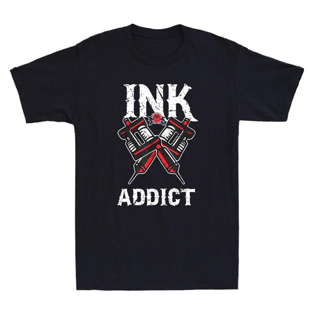 Ink Addict Funny Tattooed Design Tattoo Lover Vintage Men s Short Sleeve T-Shirt XXL