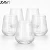 Plastic Ribbed Wine Glass Cocktail Glass Shatterproof Transparent Beverage Cup for Weddings Gatherings and Events