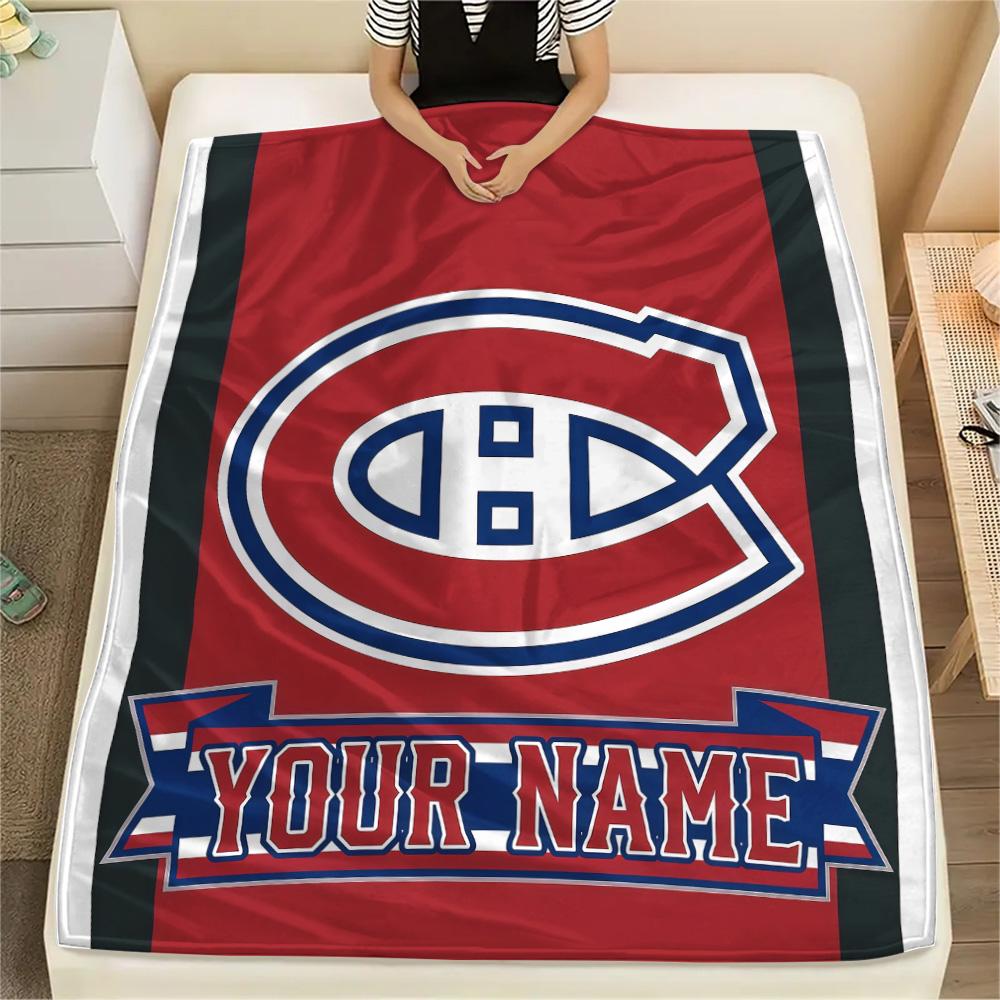 Custom Name Montreal Canadiens2 Flannel Blanket, High Quality Comfortable for All Seasons, Home Decor, Warmth and Comfort