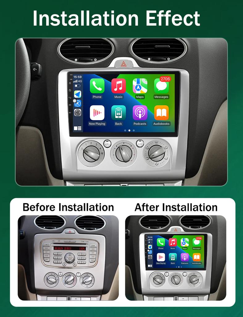XSW3 9 Inch Wireless CarPlay Android Auto Radio for Ford Focus 2 Mk2 2004 - 2011 Car Multimedia Video Stereo Player GPS WIFI