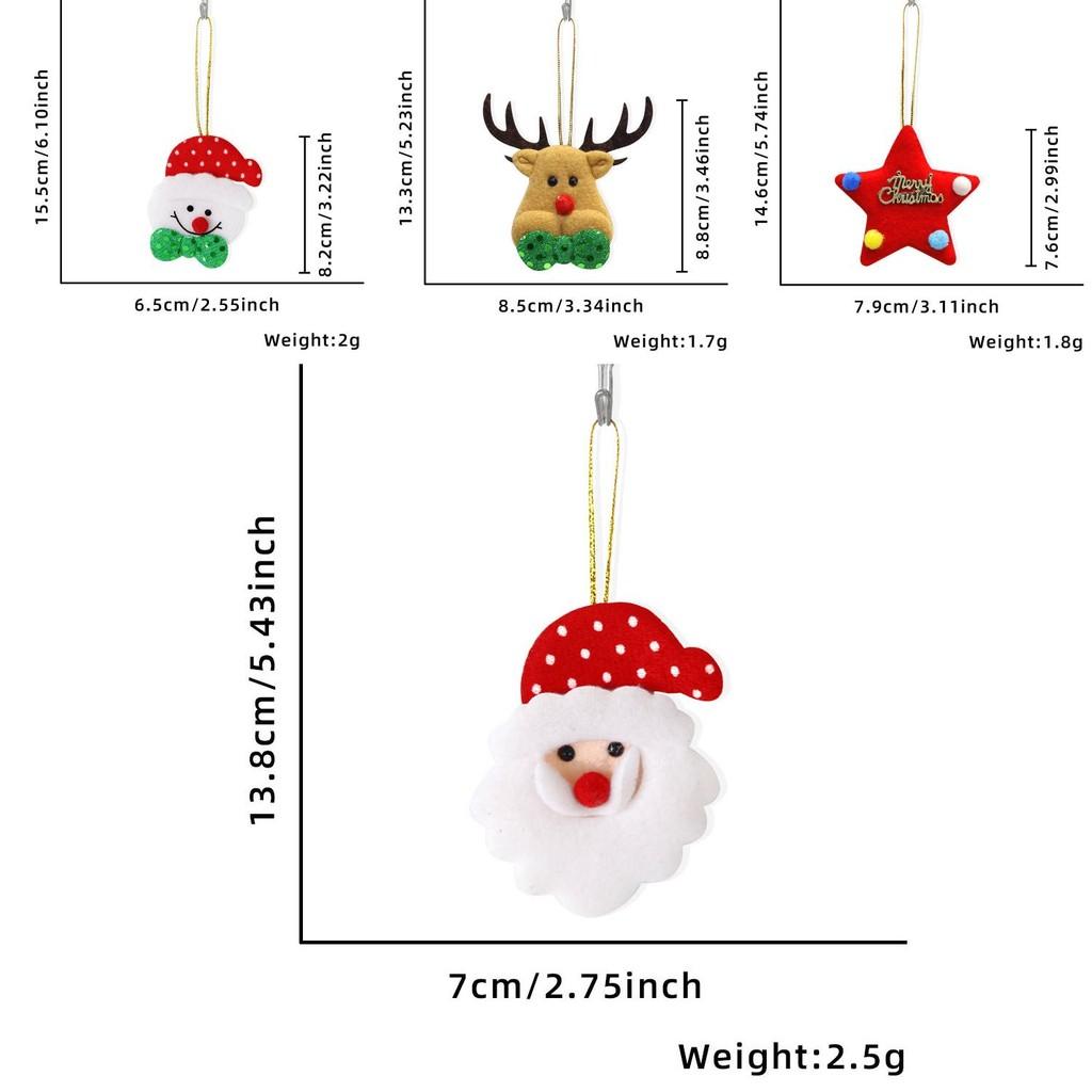 Unique Plush Christmas Tree Hanging Decorations Featuring Snowman Reindeer And Santa