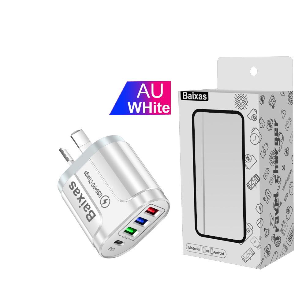 Multi-port Home & Travel Charger EU/UK 3 USB + Type-C 5V/2.4A