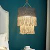 Bohemian Style Tapestry Lampshade Handmade Woven Cotton Tassel Macrame Wall Hanging Lamp Cover Ceiling Pendant for Room Decor