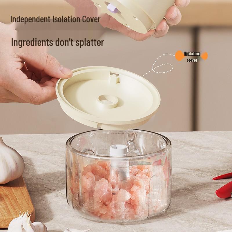 Compact Wireless Electric Garlic & Meat Grinder – Mini Food Processor for Home/Dorm Use