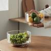 Japanese Simple Glass Fruit Tray Living Room Candy Basin Wooden Storage Box High-foot Dried Fruit Dessert Plate Snack Dessert