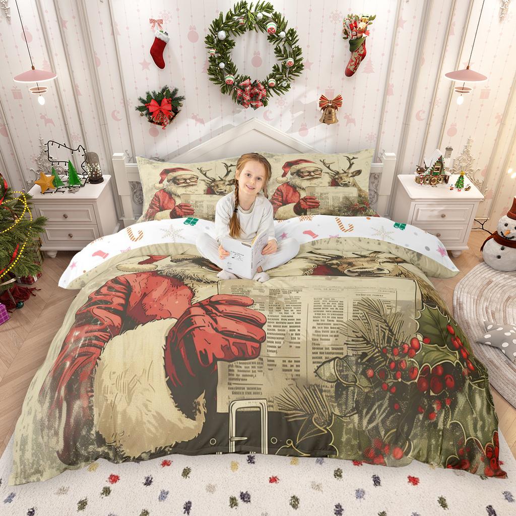 Comforter Homewish Kids Merry Christmas For Girls Boys Snowman Snowflake Bed Set Xmas Tree Santa Claus Set