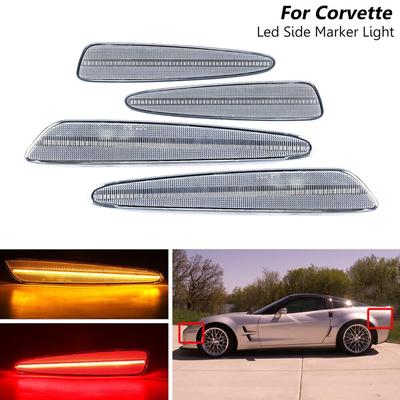 2 Pair Car LED Front Rear Side Marker Lights Fit for Corvette C6