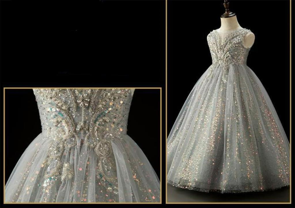 HOLRAFAN Formální šaty bez rukávů s třpytivou motýlí výšivkou a květinovým vzorem Ideální pro princeznovské vystoupení a elegantní Velikosti Dětský design, Dívčí