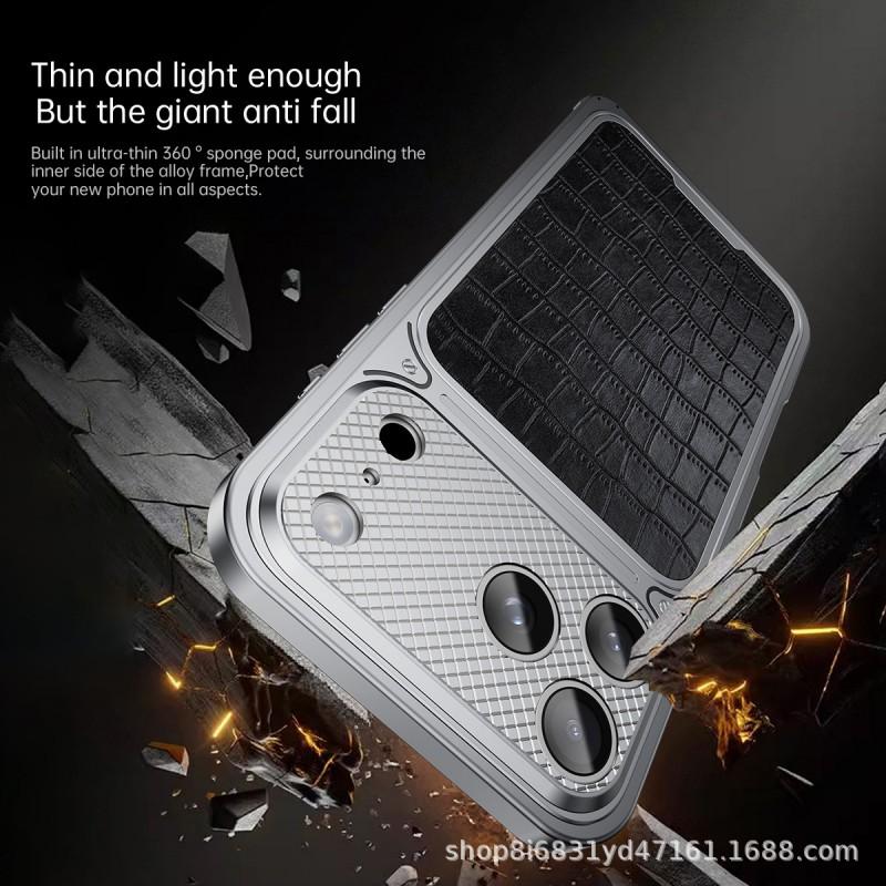 IPhone 16 Pro Max Case Premium Crocodile Texture Full Body Shockproof Business Style