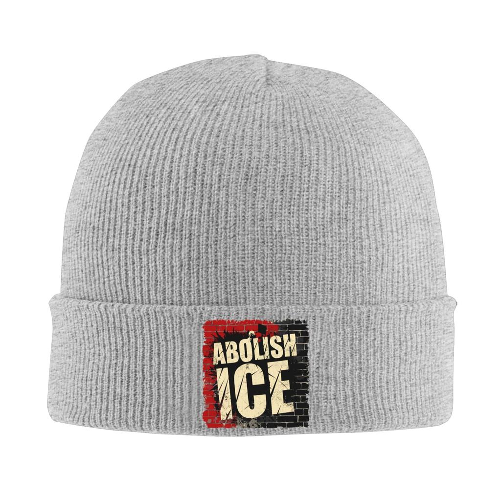 Abolish ICE Beanie Hats Bonnet Hats Adult Unisex Vintage Outdoor Knit Hat Autumn Winter Printed Elastic Caps