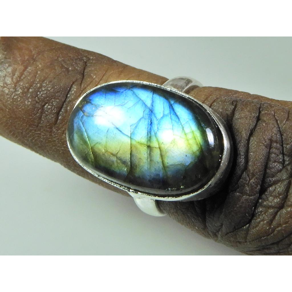 Natural Blue Labradorite Gemstone 925 Solid Sterling Silver Ring Size US-6 PG-264