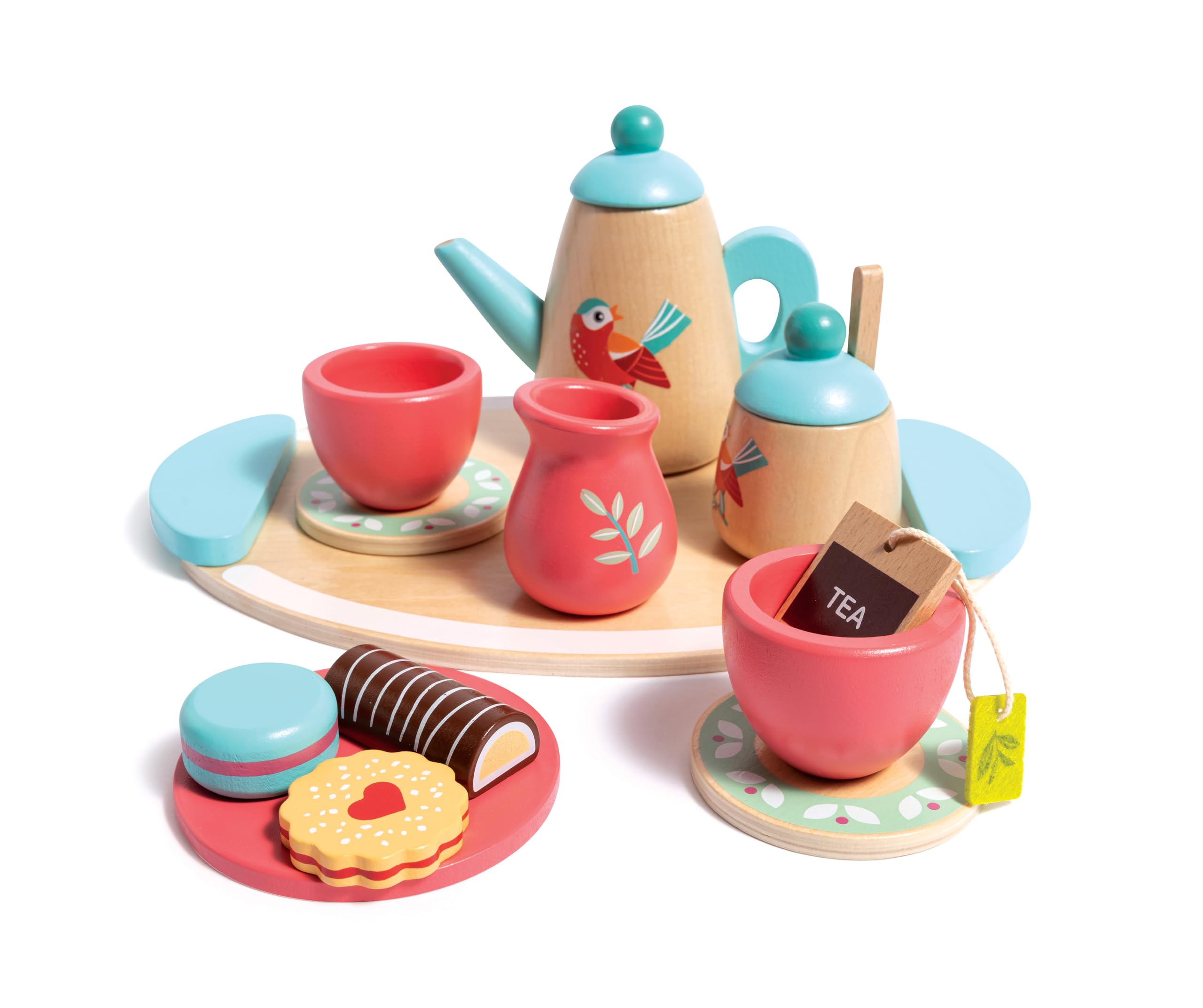 

Hape Pretend Play Tea Time x x Ages 3 and Wooden Pretend Play E3207 Set, 30.3 24.3 8.2 cm, Up, Toy,