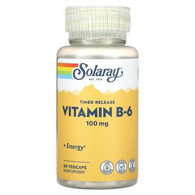 Solaray, Sustained Release, Vitamin B6, 100mg, 60 Vegetable Capsules