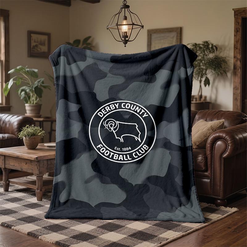 Derby County Football Print Flannel Blanket Soft Warm Sofa Bed Throw Blanket For Home Office Bedroom