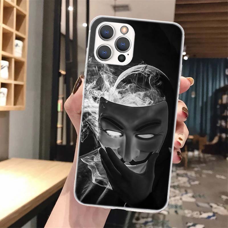 Anonymous V for Vendetta Mask Soft Phone Case For iPhone 17 Air 16 16E 15 14 Plus 13 Mini 12 11 Pro Max X XR XS 7 8 + SE 2020 Pa
