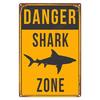 Vintage Metal Danger Shark Zone Sign Safety Warning Traffic Street No Electricity Needed for Home Office Workplace