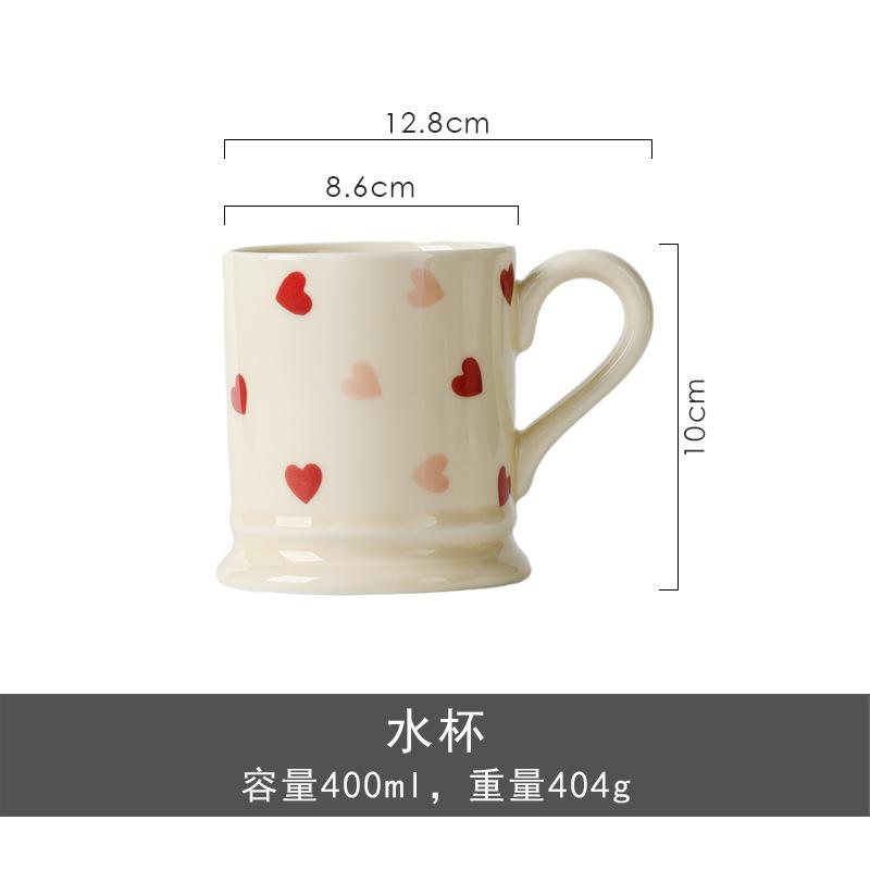 Cream Love Bowl Plate Simple Rice Salad Bowl Combination Series Underglaze Color High Temperature Resistant Ceramic Tableware