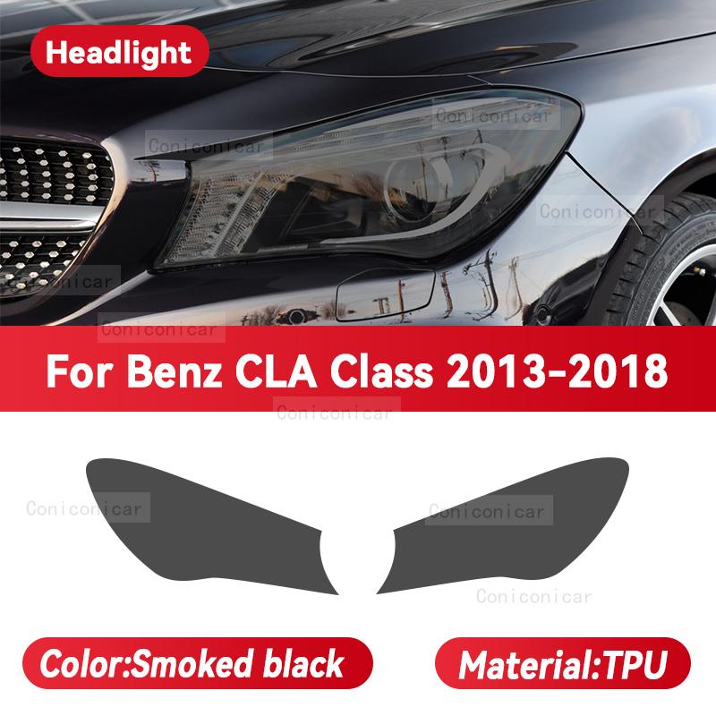 For Merceds Benz CLA Class 2013-2023 Car Headlight Black TPU Protective Film Front Light Tint Change Color Sticker Accessories