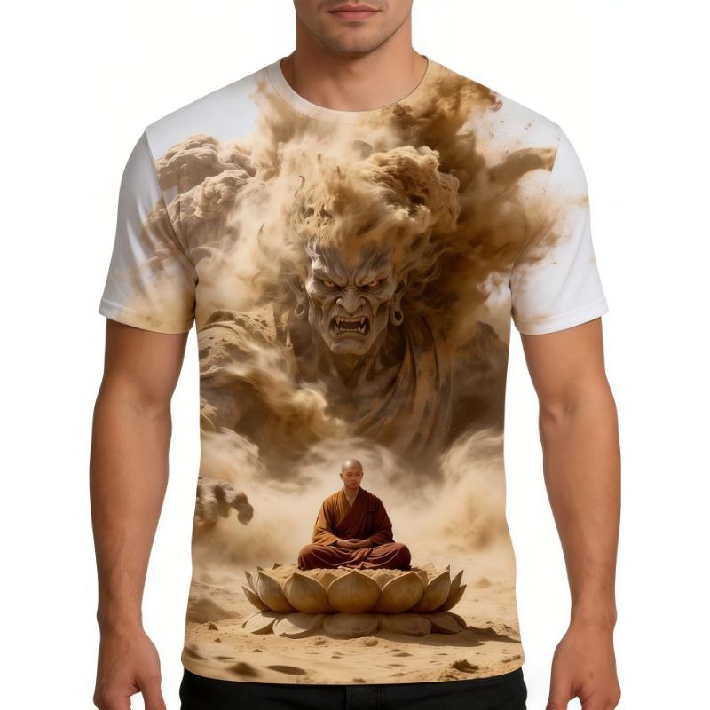 Men's 3D Pattern Printed Crew Neck T-Shirt - Summer Casual Plus Size Short Sleeve Top