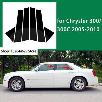 v6Pcs Car Window Pillar Posts Trims Cover Sticker Exterior Parts Accessories for Chrysler 300/300C